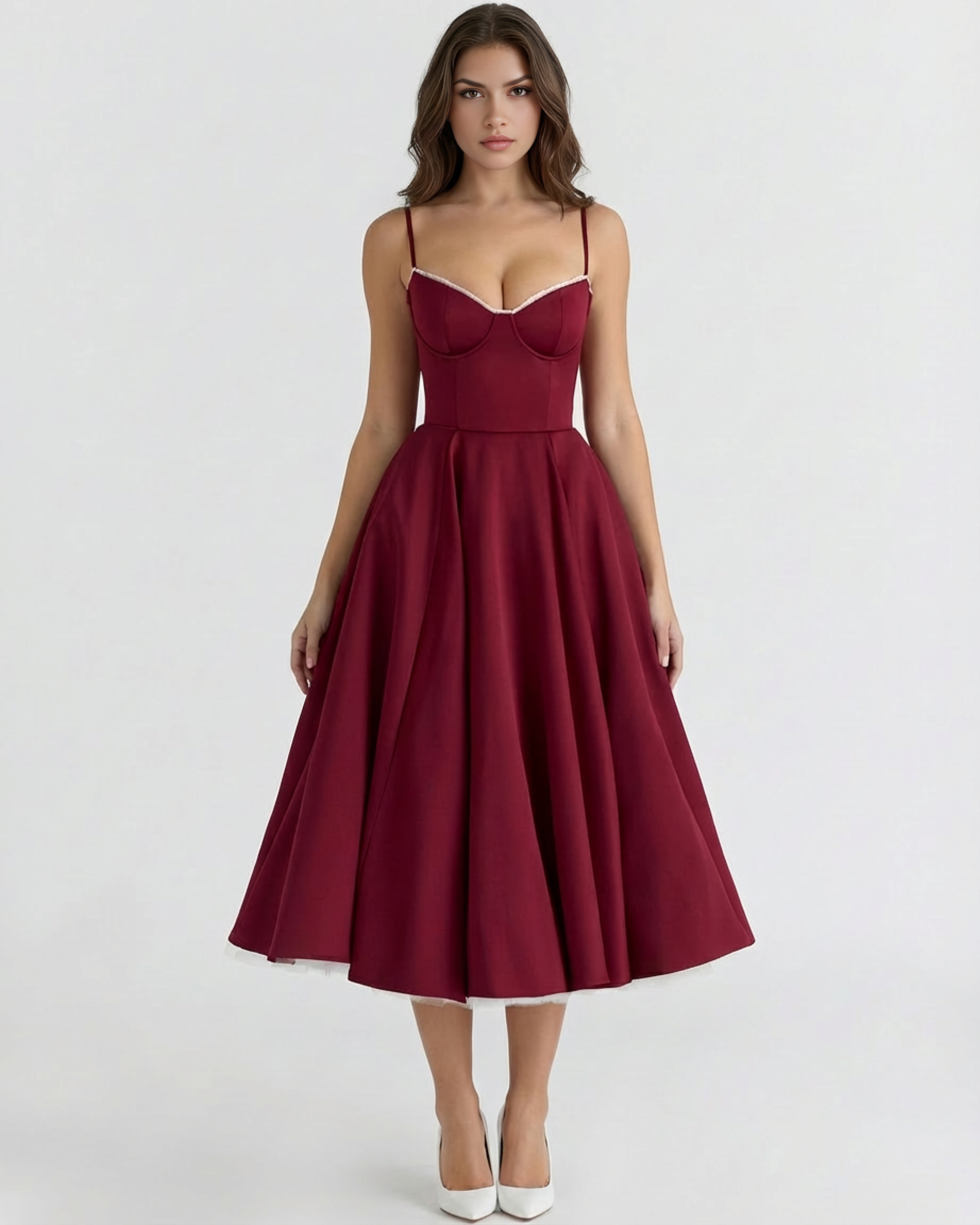Selene | Vestido Midi Tul con Escote Corazón
