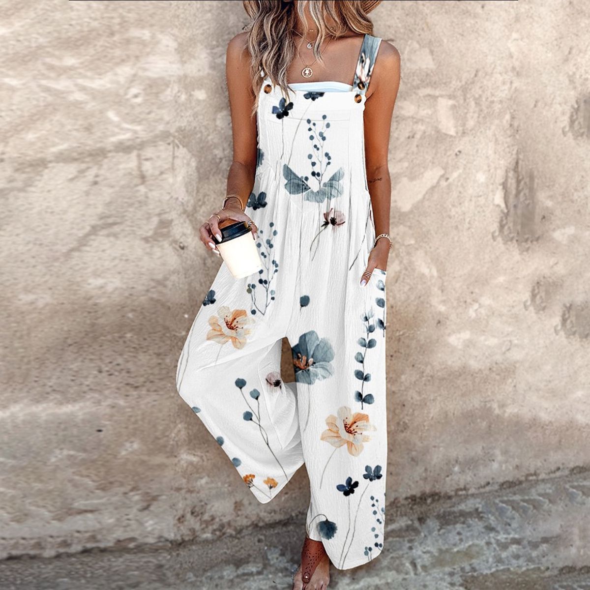 Salopette Estampada — Mono cómodo con estampado floral