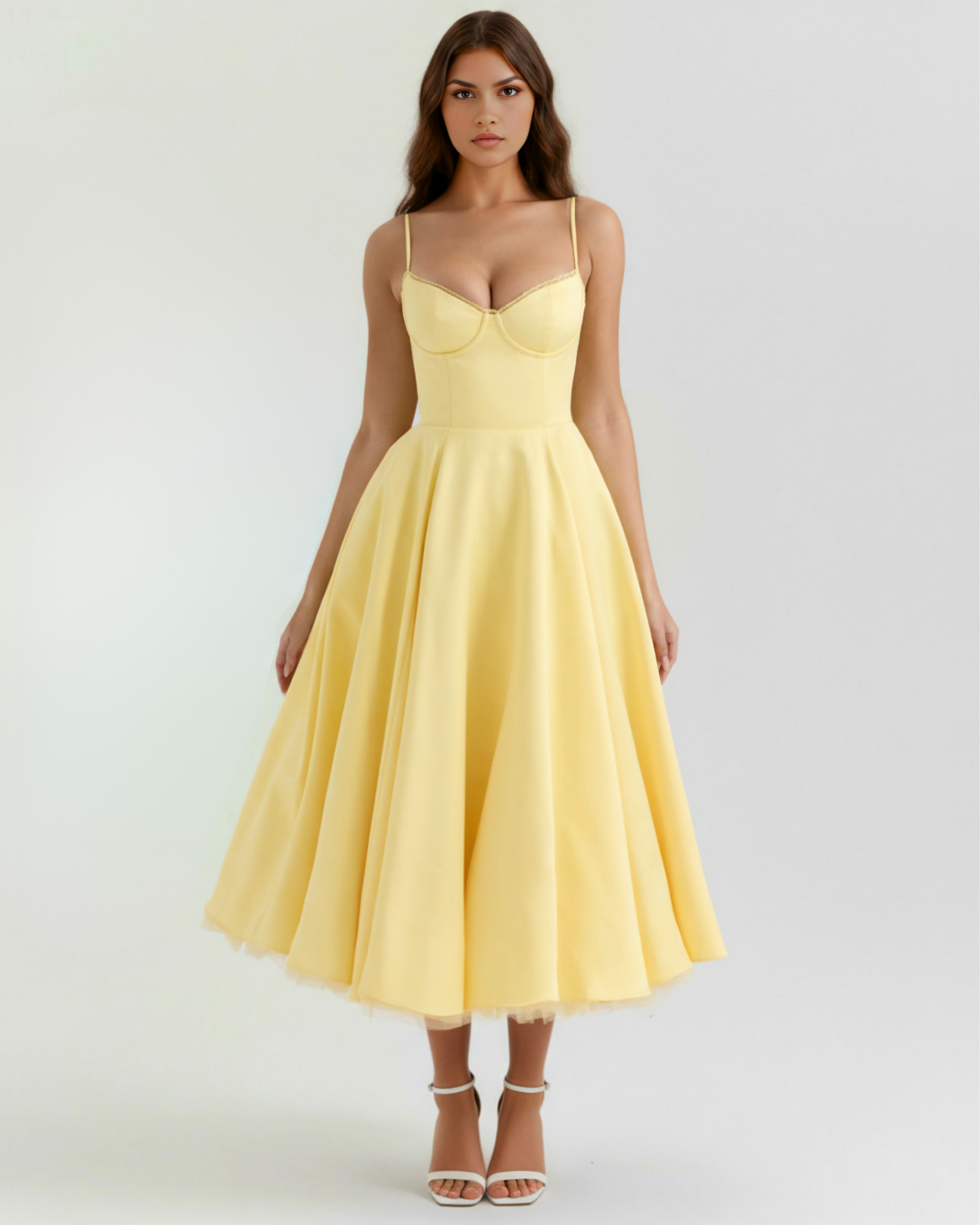Selene | Vestido Midi Tul con Escote Corazón
