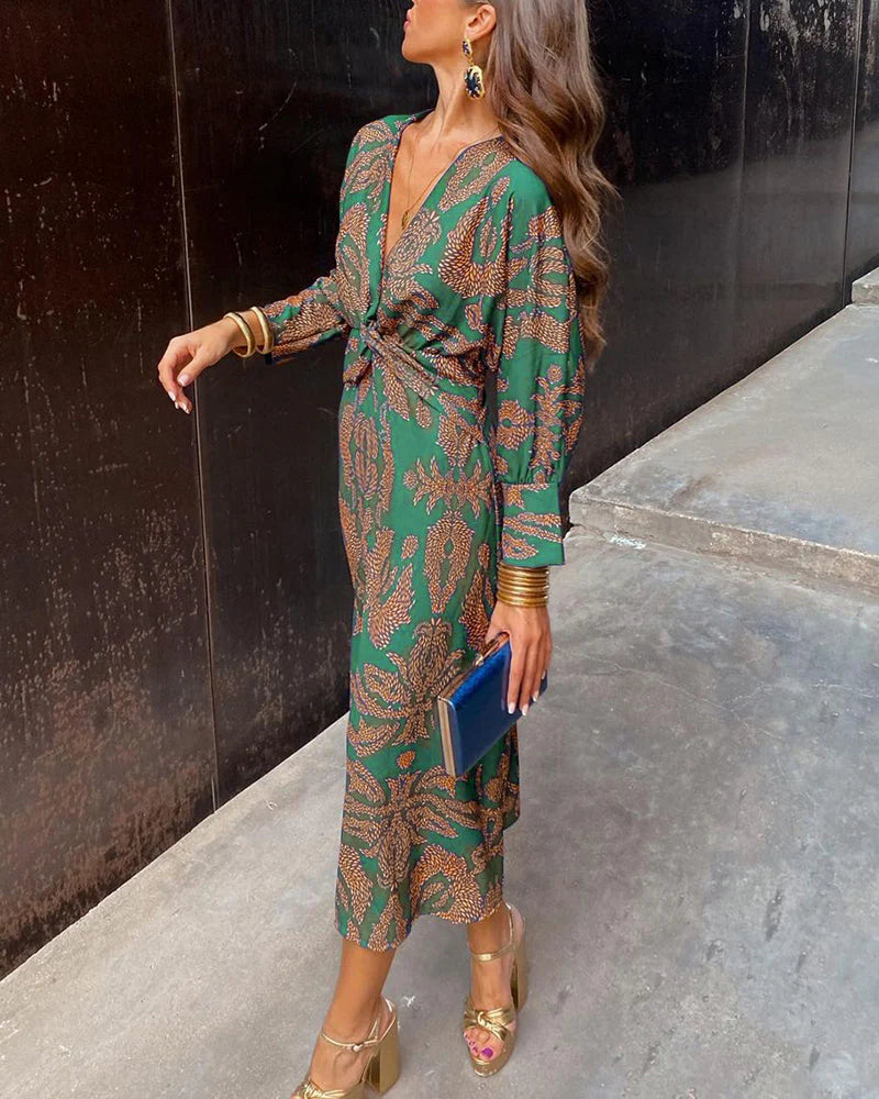 Romina™ | Vestido Elegante con Mangas Largas y Estampado Floral