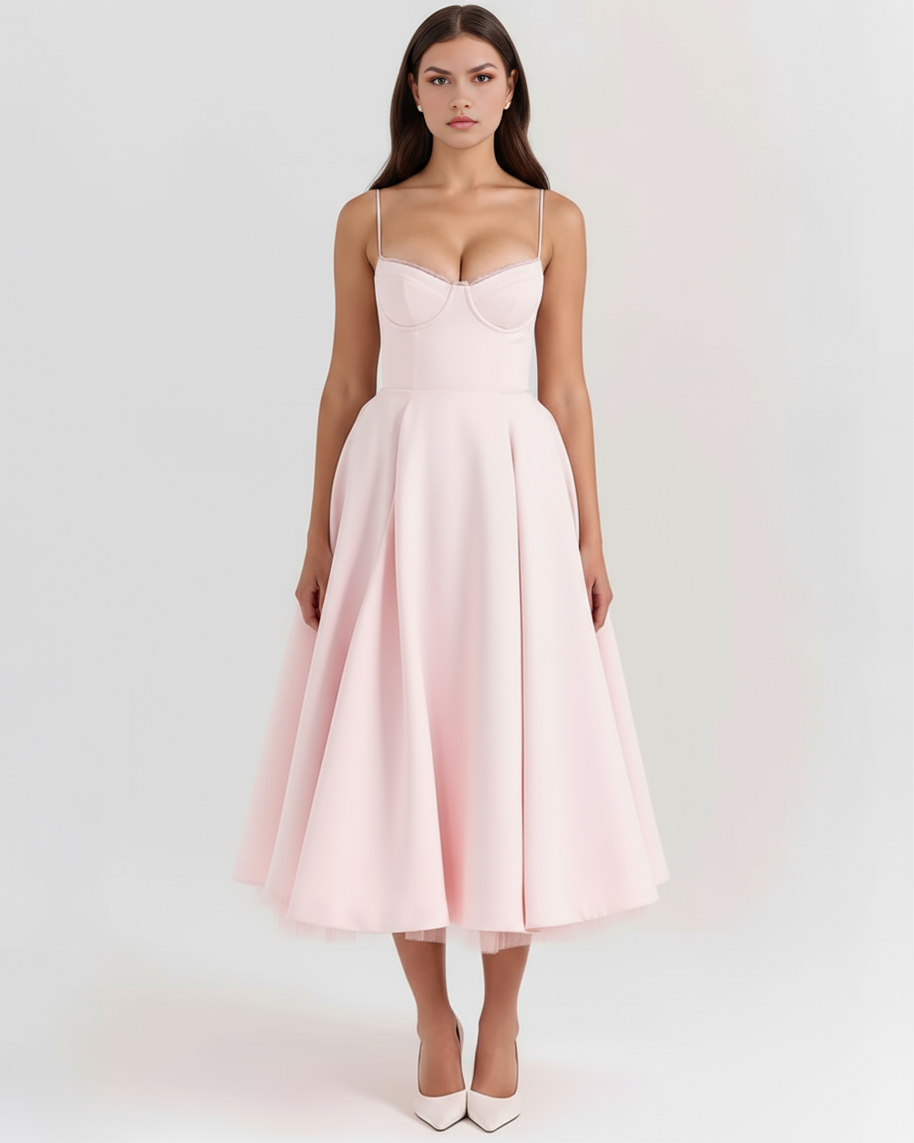 Selene | Vestido Midi Tul con Escote Corazón