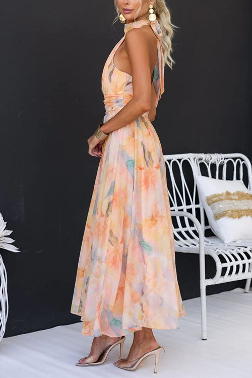 Ava™ | Vestido Maxi Floral con Escote Halter