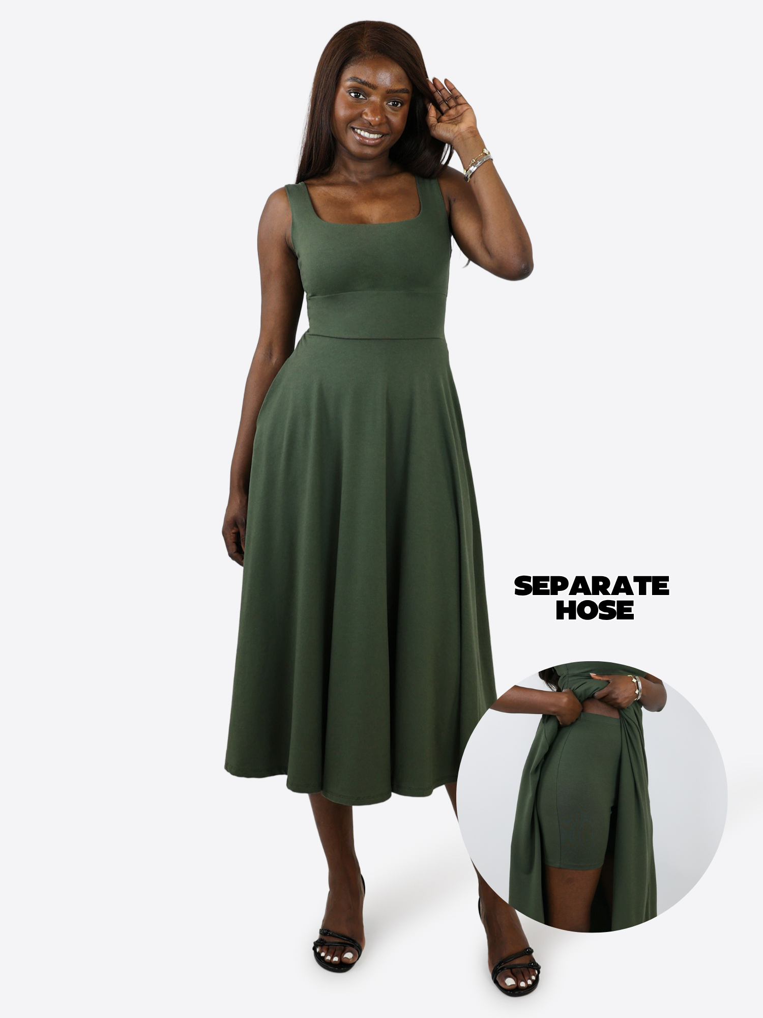 Vestido Midi Falda Pantalón Anny - Verde Oliva