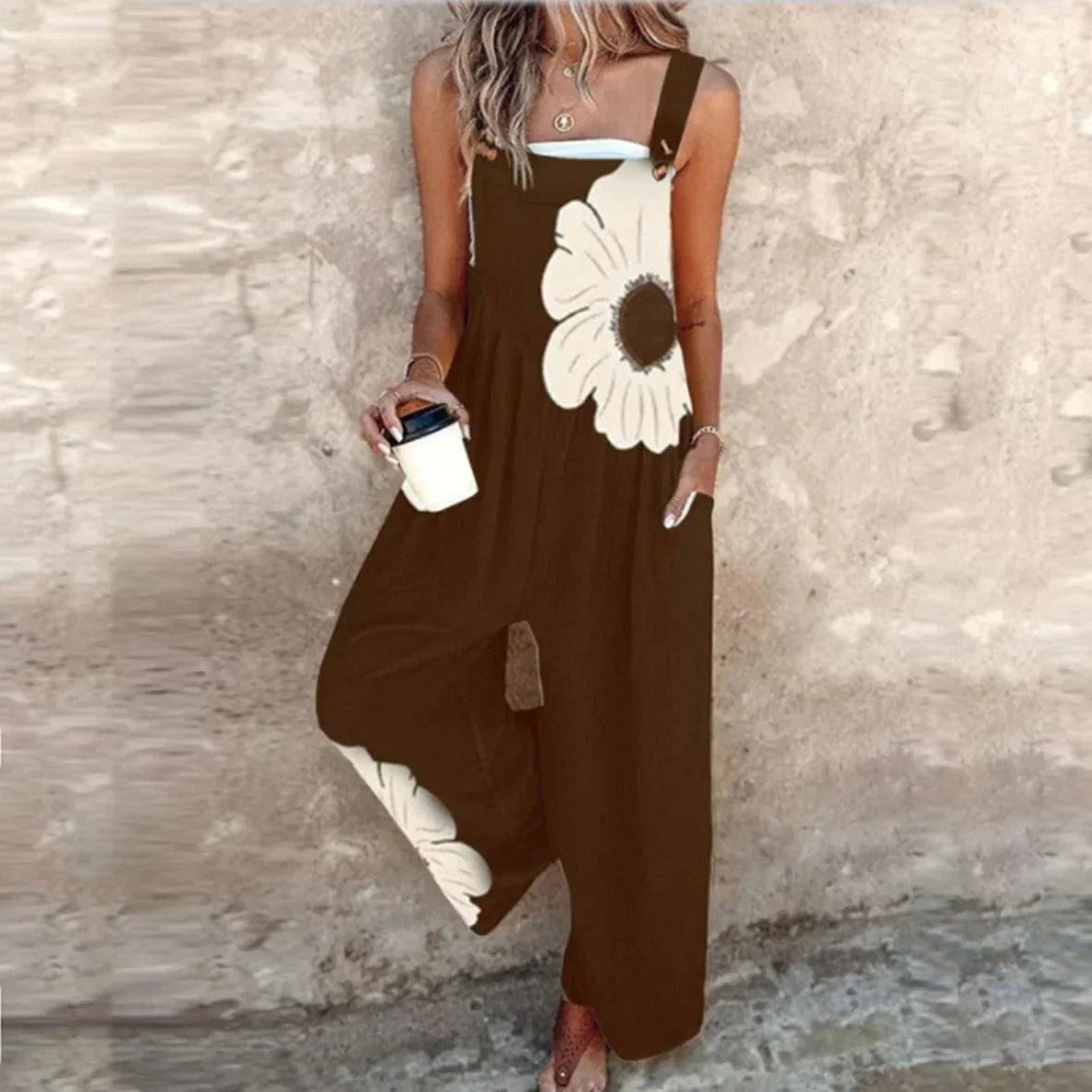 Salopette Estampada — Mono cómodo con estampado floral