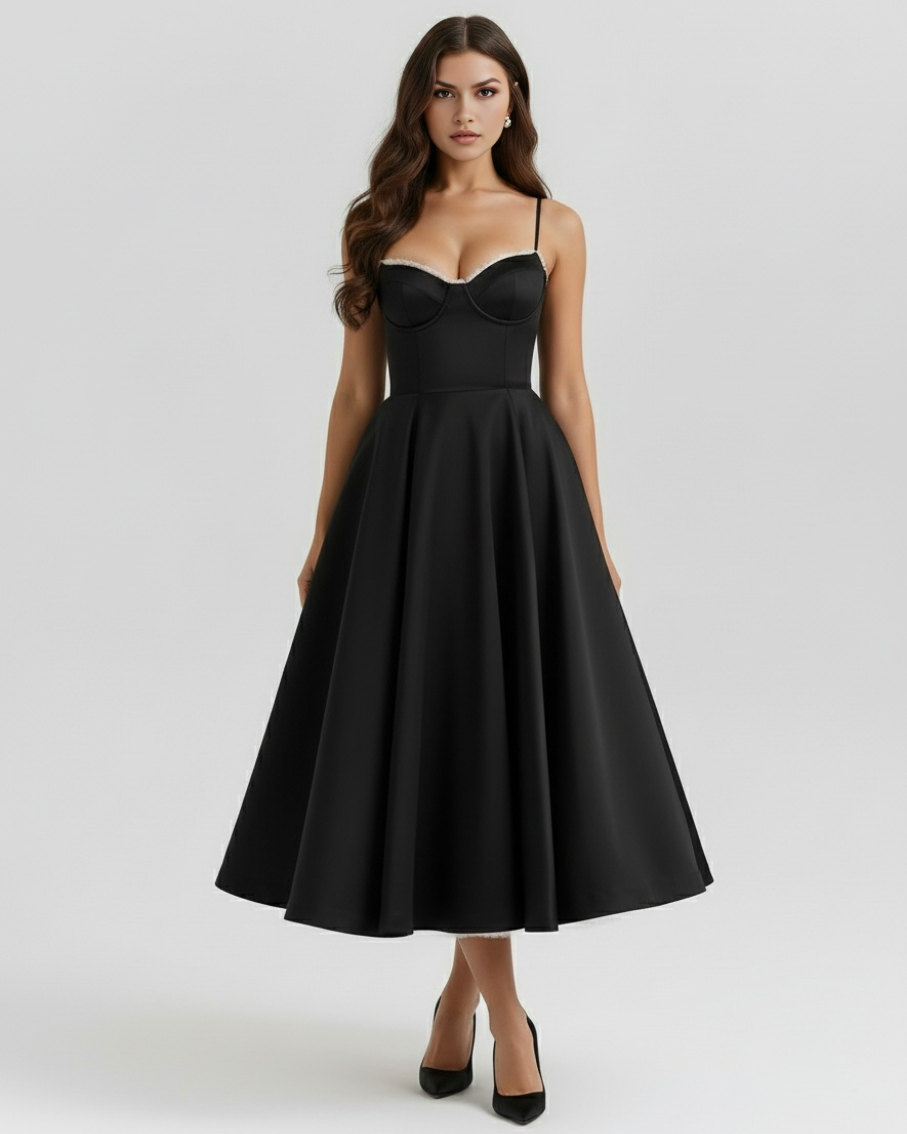 Selene | Vestido Midi Tul con Escote Corazón