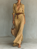 Abito Maxi Lungo — Vestido maxi con cuello solapa