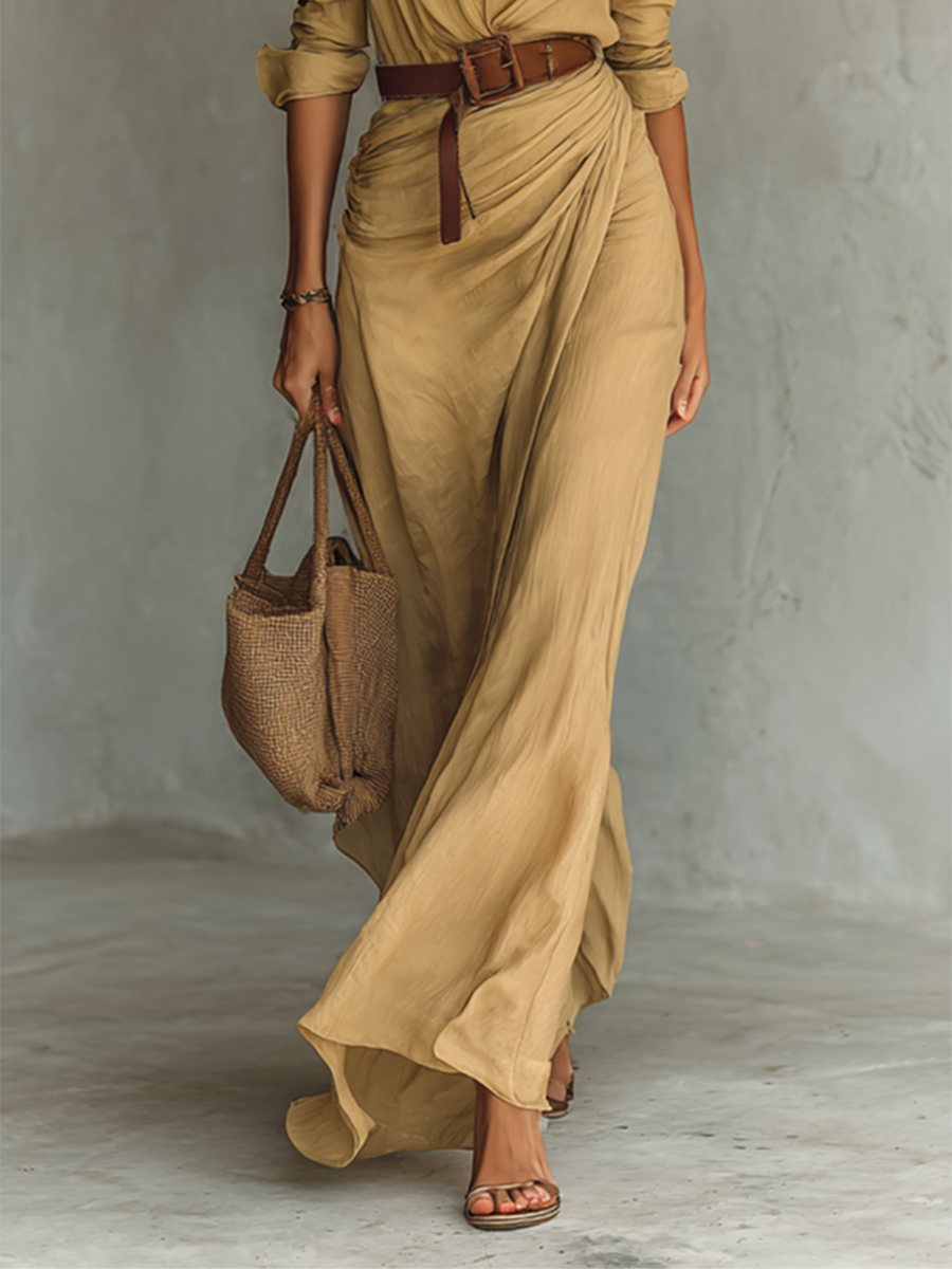 Abito Maxi Lungo — Vestido maxi con cuello solapa