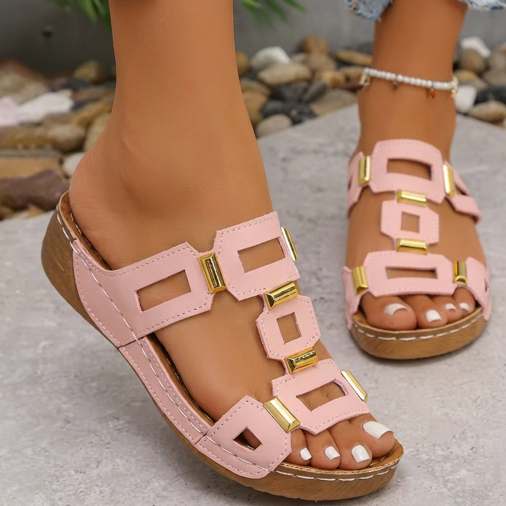 Esmeralda™ | Sandalias Verde con Detalles Dorados