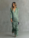 Alessia — Vestido midi elegante con mangas de flecos