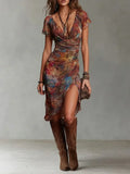 Martina — Vestido midi plisado estampado bohemio