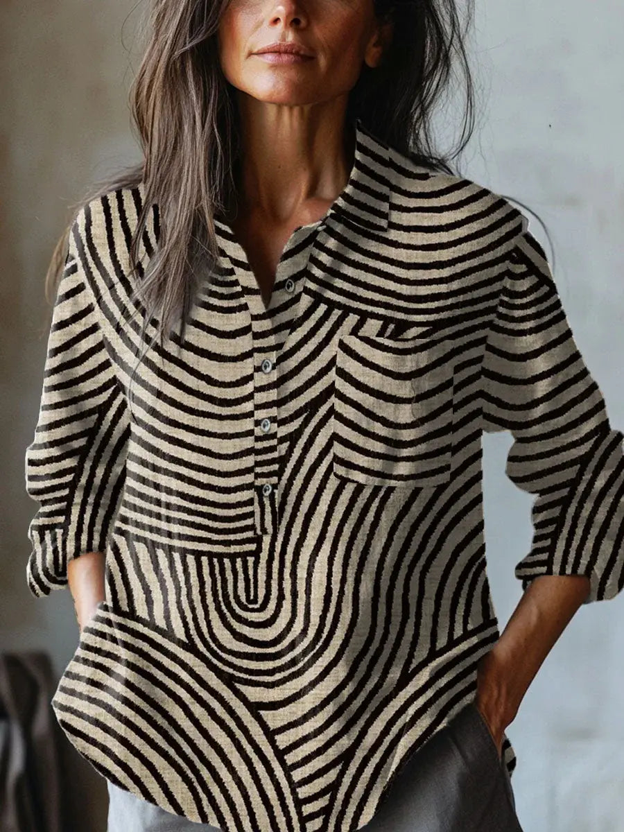 Gisella — Blusa refinada de lino estampado