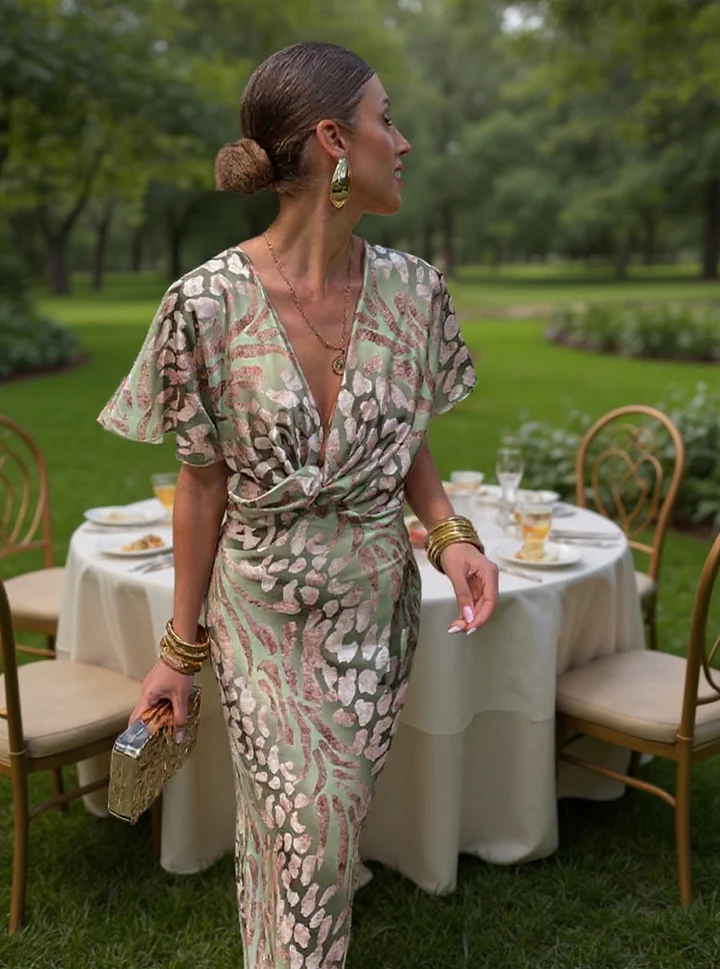 Claire — Vestido Midi Fluido en Tono Cobre