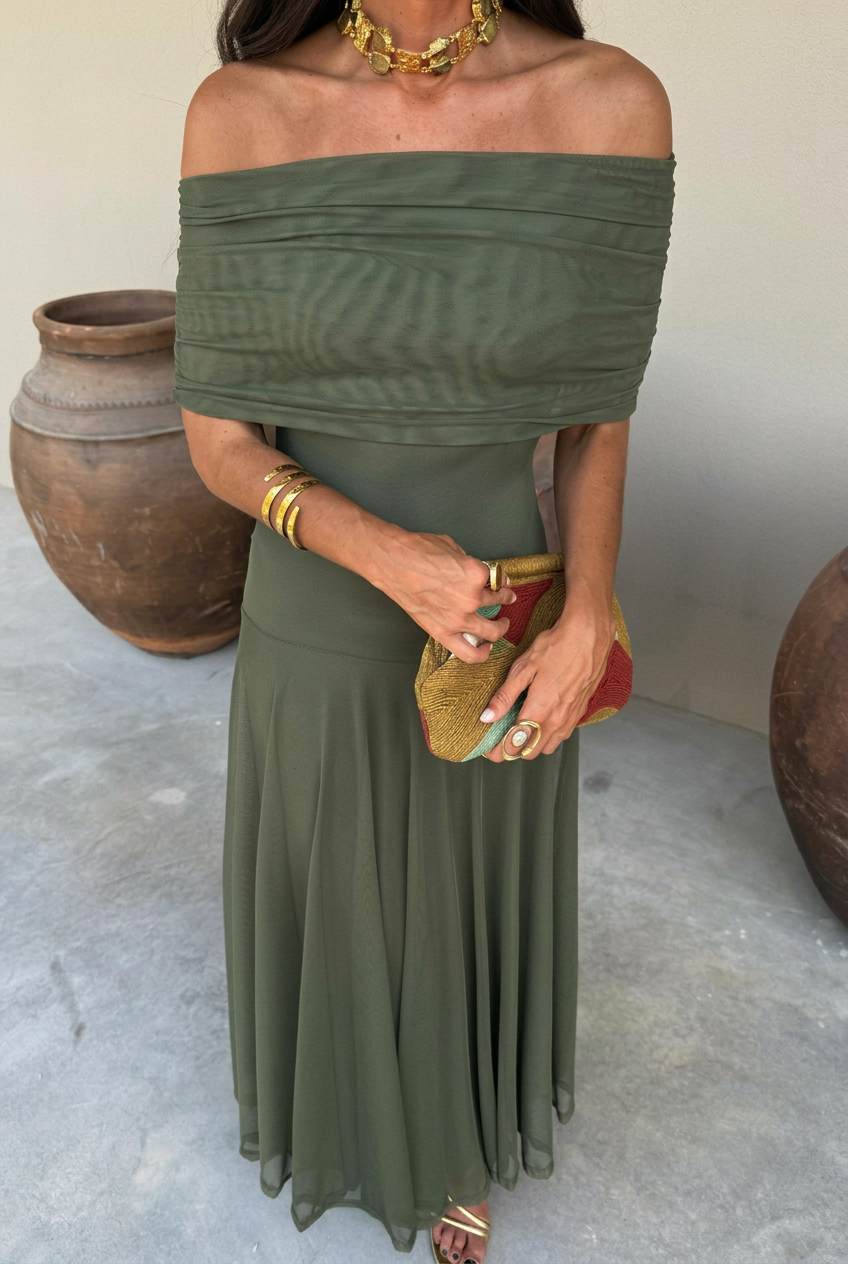 Vestido Positano — Drapeado monohombro