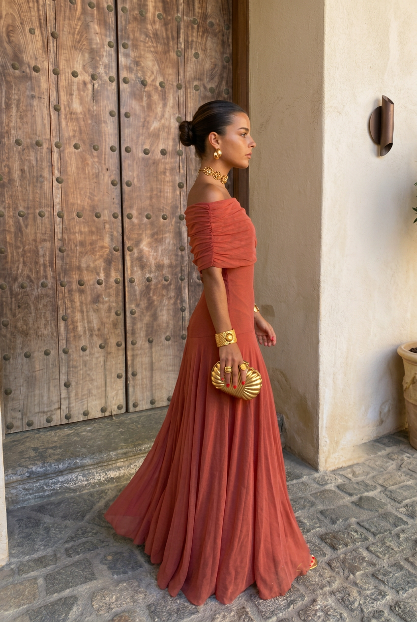 Vestido Positano — Drapeado monohombro