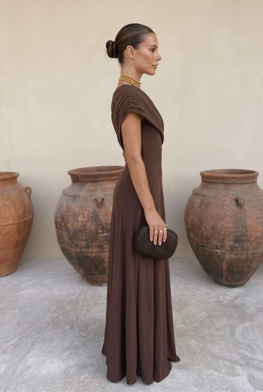 Vestido Positano — Drapeado monohombro