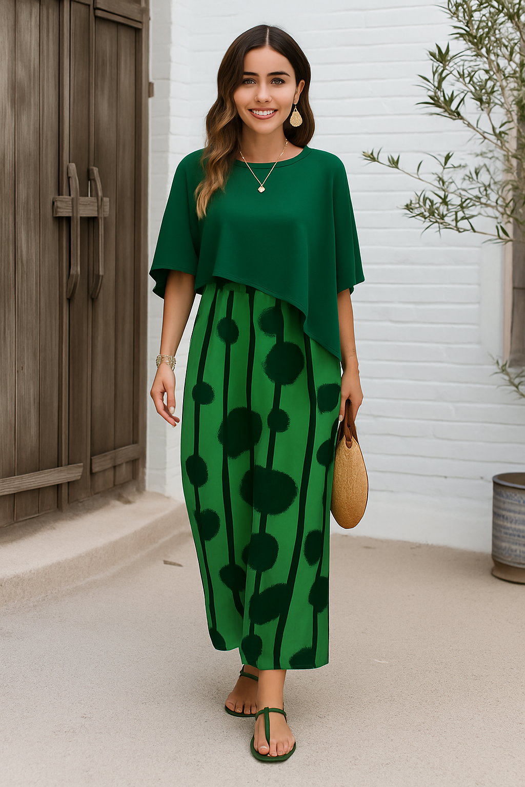 Giada™ — Conjunto Midi Estampado con Top Murciélago